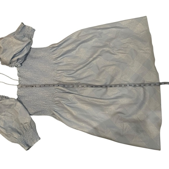 HILL HOUSE Smocked Athena Nap Dress in light blue glitter check XL - Picture 10 of 11